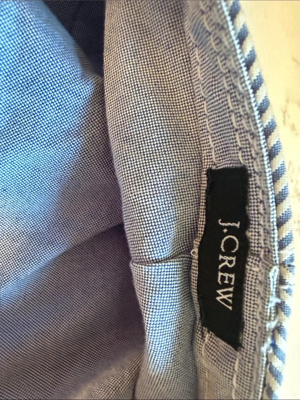 J. Crew Light Blue and White Striped Cap